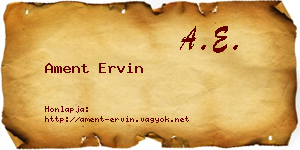Ament Ervin névjegykártya