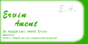 ervin ament business card